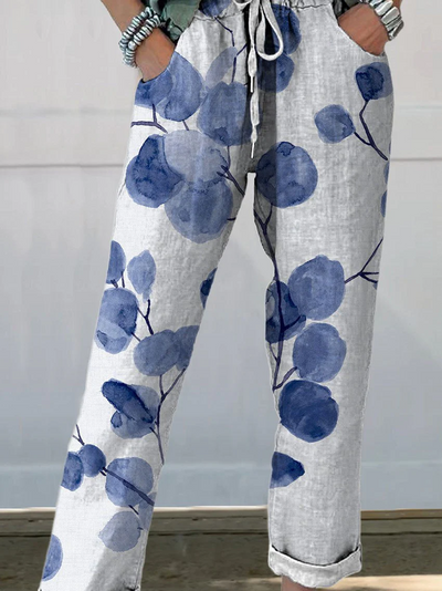 Aina | Pantalón botánico de lino con toque retro