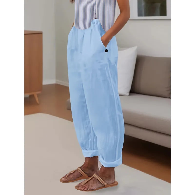 Aldana | Pantalón casual de lino con estampado artístico