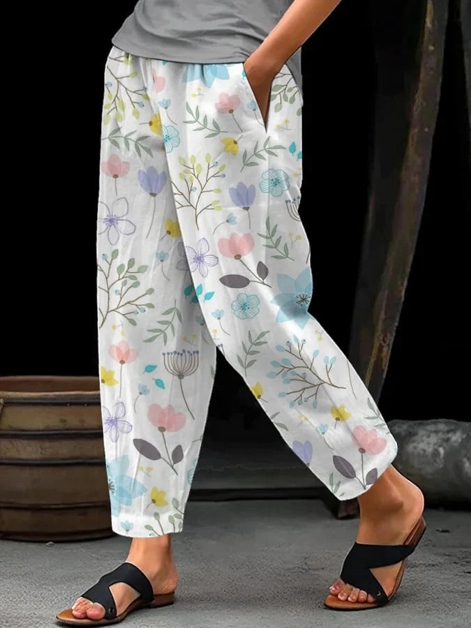 Marisol | Pantalón floral amplio con cinturilla ajustable
