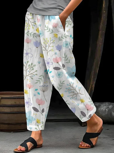 Marisol | Pantalón floral amplio con cinturilla ajustable