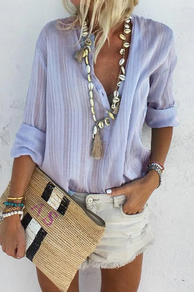 Mireya | Tops con cuello en V y botones a rayas de Street