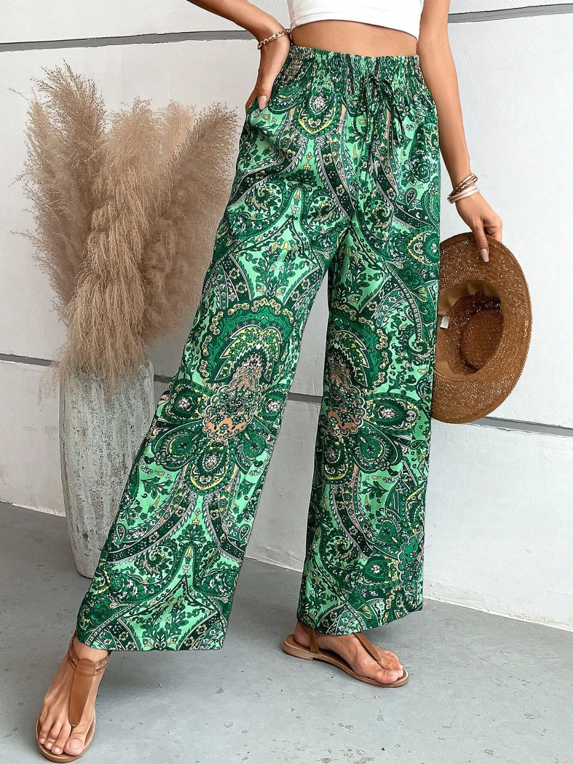 Kiara | Pantalones anchos con estampado moderno y caída fluida