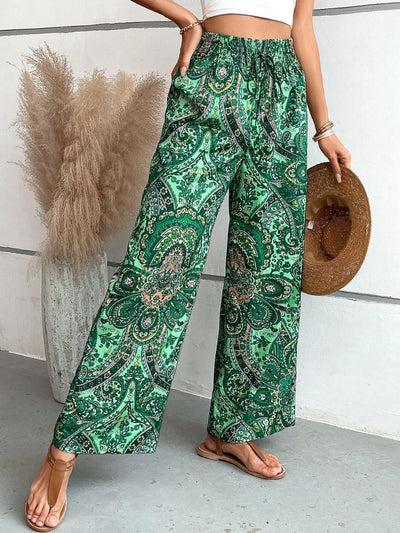 Kiara | Pantalones anchos con estampado moderno y caída fluida