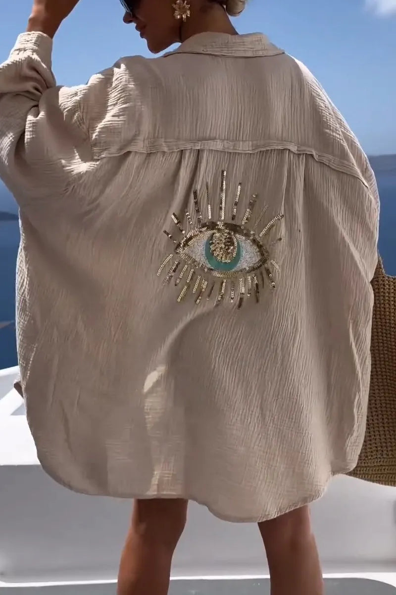 Graciela | Camisa casual de lentejuelas y cuentas