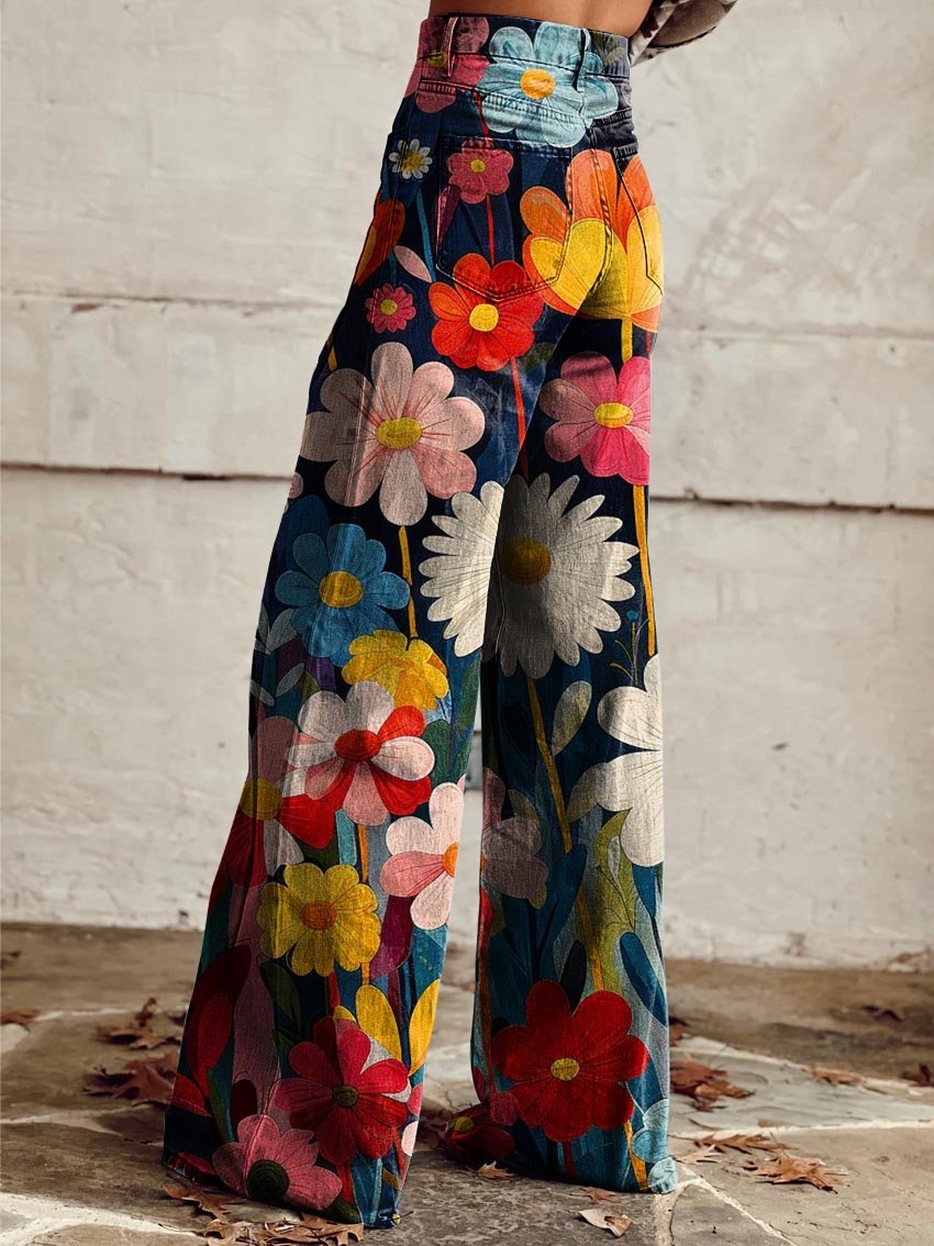 Maite | Pantalón largo con estampado floral vibrante