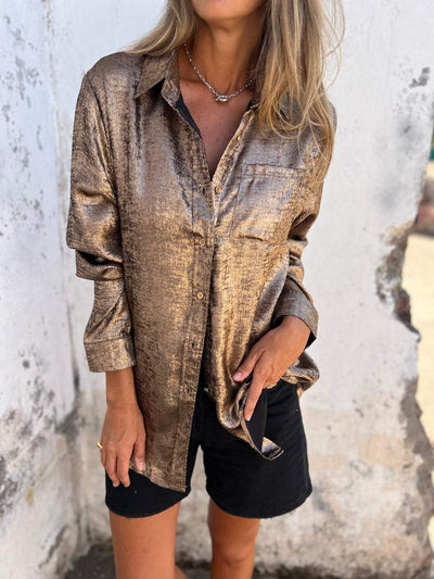 Beatriz | Camisa casual de solapa de moda de gamuza