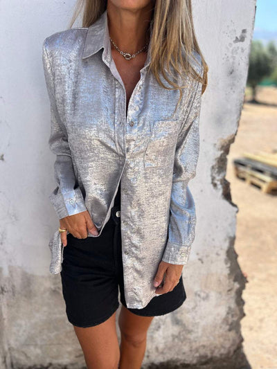 Beatriz | Camisa casual de solapa de moda de gamuza
