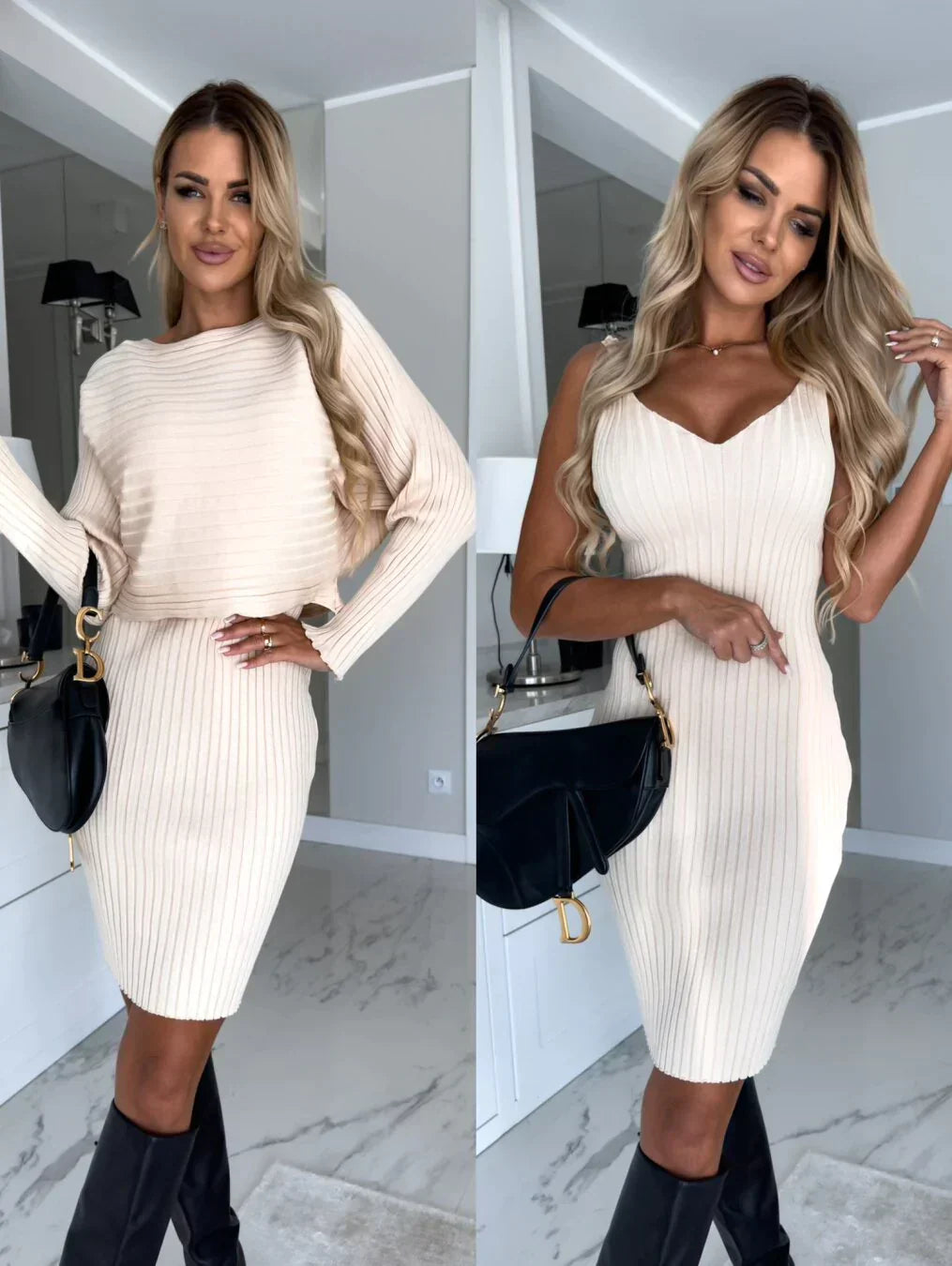 Ariadna | El vestido sin mangas perfecto complementado con un jersey a juego