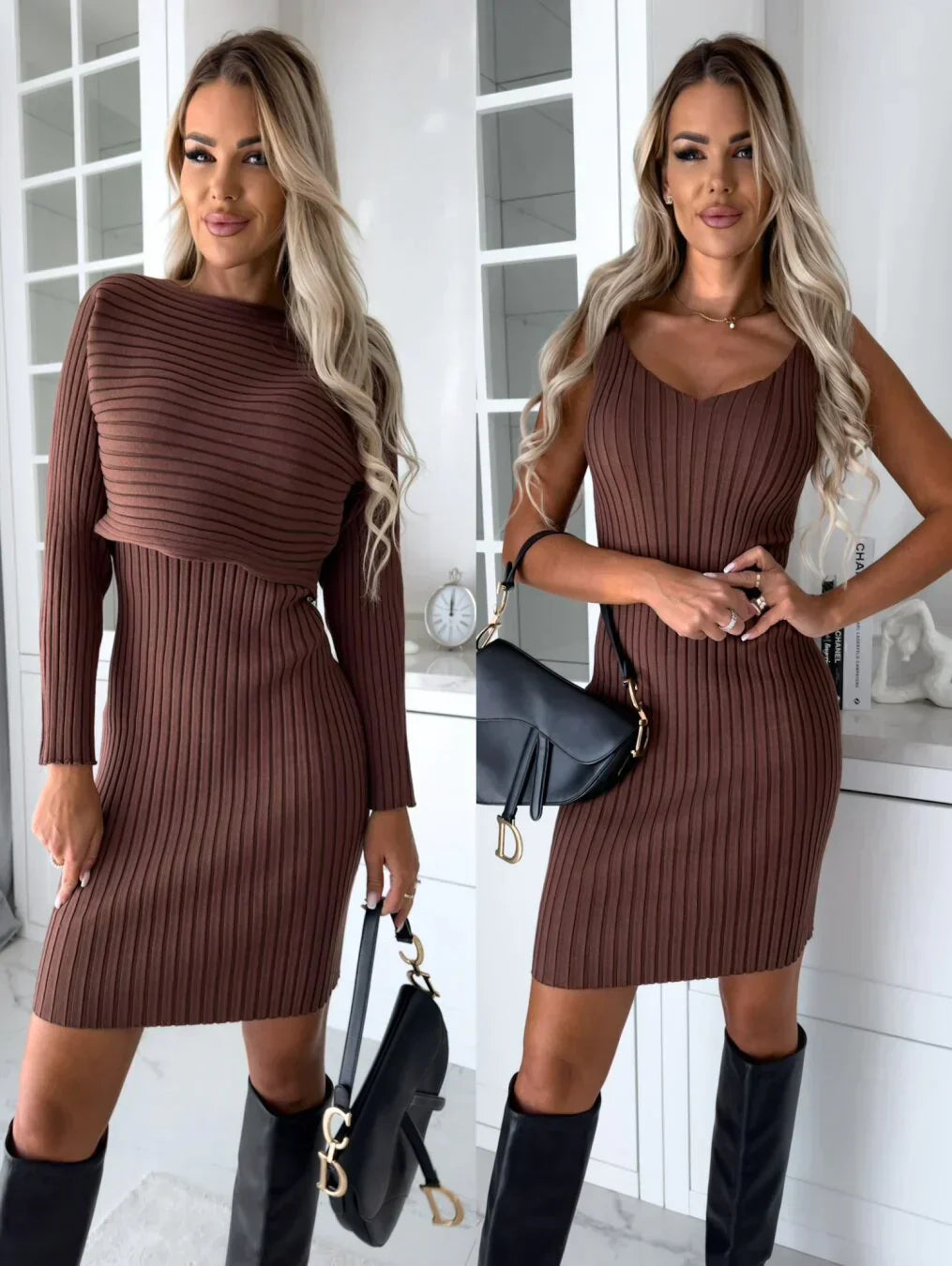 Ariadna | El vestido sin mangas perfecto complementado con un jersey a juego